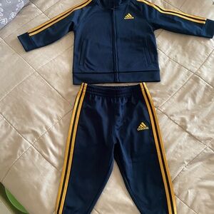 Adidas Navy and Yellow Tracksuit
